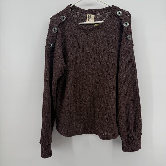 Haute Hippie Sweater Womens Size XL Deep Purple Button Shoulder NWT Long Sleeve - Picture 1 of 11